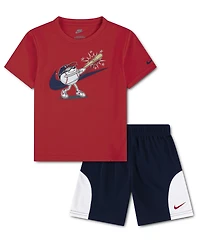 Nike Boys' 4-7X Graphic Baseball T-Shirt and Mesh Shorts, 2-Piece Set