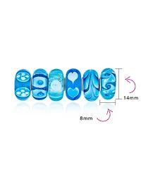 Bling Jewelry Mixed Set Blue Aqua White Floral Murano Glass Flower Charm Bead Sterling Silver Core For Bracelet