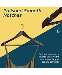 Lifemaster Wooden Clothes Hangers with 360degree(s) Swivel Hook, Non-Slip Notches, Pants Bar, Holds 10 Pounds