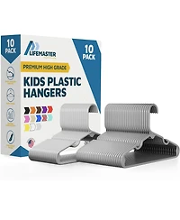 Lifemaster Kids Plastic Hangers, 11.6", with shoulder notches, space-saving, hold 5 Pounds, ideal for baby, toddler and kids clothes, 10-pack