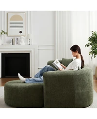 109.4" Modular Cloud Sofa Modern L-Shaped Curved Back Couch with 2 Pillows, Right Chaise