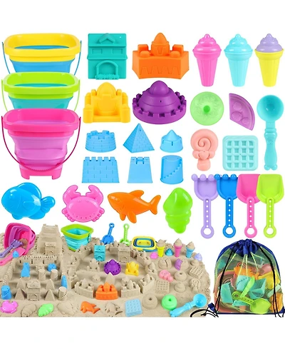 Gnuadz Collapsible Beach Toys Foldable Buckets Shovels Sand Castle Kit