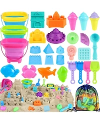 Gnuadz Collapsible Beach Toys Foldable Buckets Shovels Sand Castle Kit