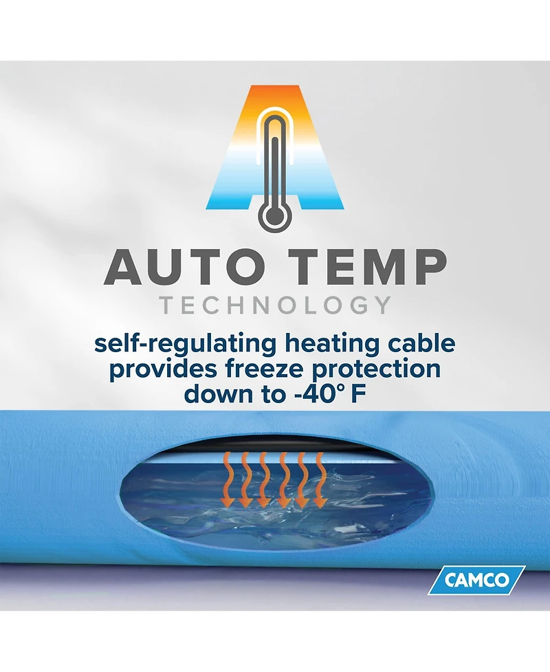 Camco Heated 50 Foot Rv Drinking Water Hose, Freeze Regulator Down to