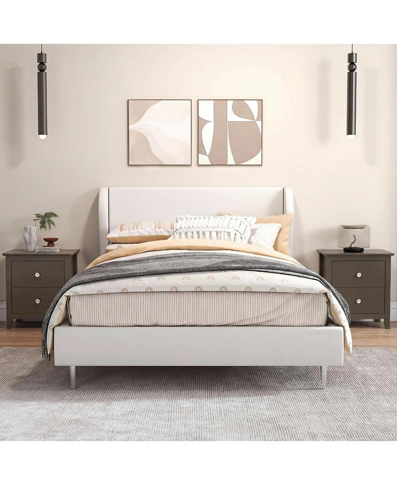 Gymax 2-Pieces Modern Nightstand with Storage 2 Drawers and Support Legs for Bedroom