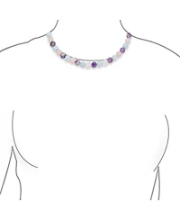 Bling Jewelry Multi Color Amethyst Aquamarine Quartz 10MM Bead Strand Necklace Silver Clasp
