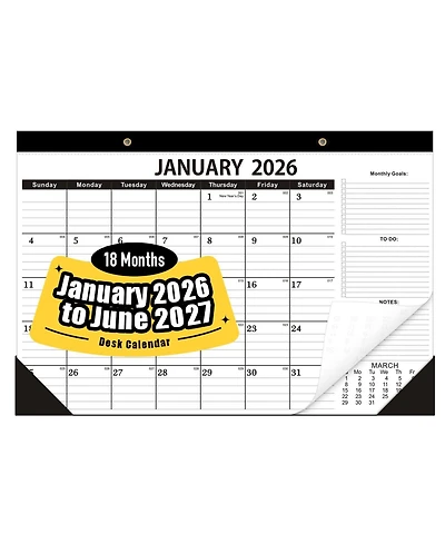 Gnuadz Desk Calendar 2026-2027 18 Months Home School Office