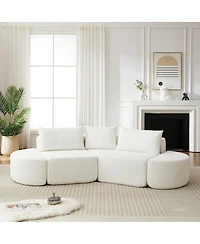 Streamdale Furniture Chenille V-shaped Modular Sofa set With 3 Pillows And 2 Ottomans.