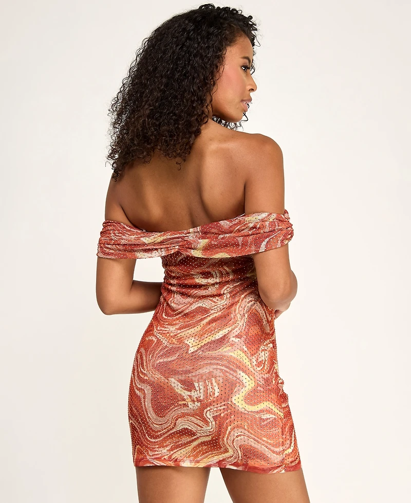 Seni & Cade Juniors' Embellished Off-The-Shoulder Dress