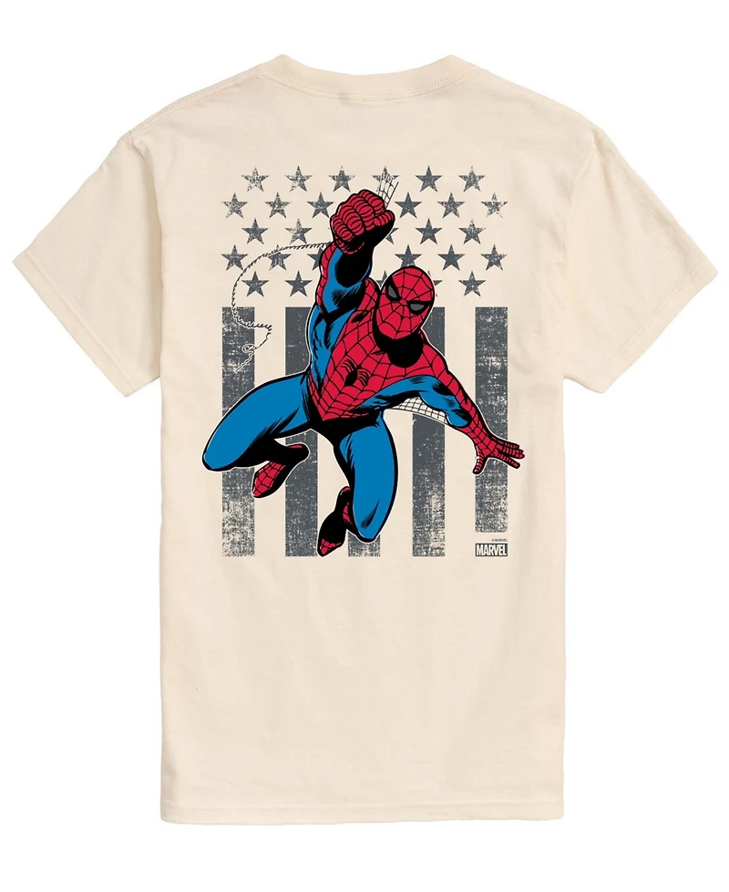 Airwaves Men's Spiderman Crawling Flag Short-Sleeve Graphic T-Shirt