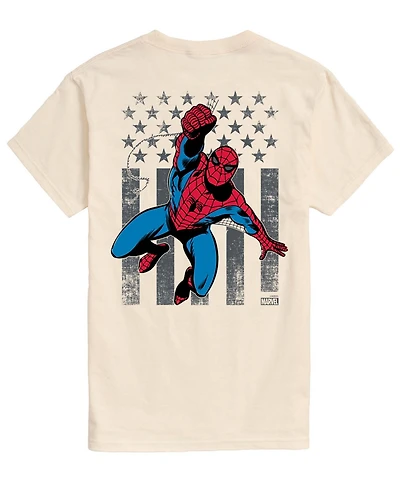 Airwaves Men's Spiderman Crawling Flag Short-Sleeve Graphic T-Shirt