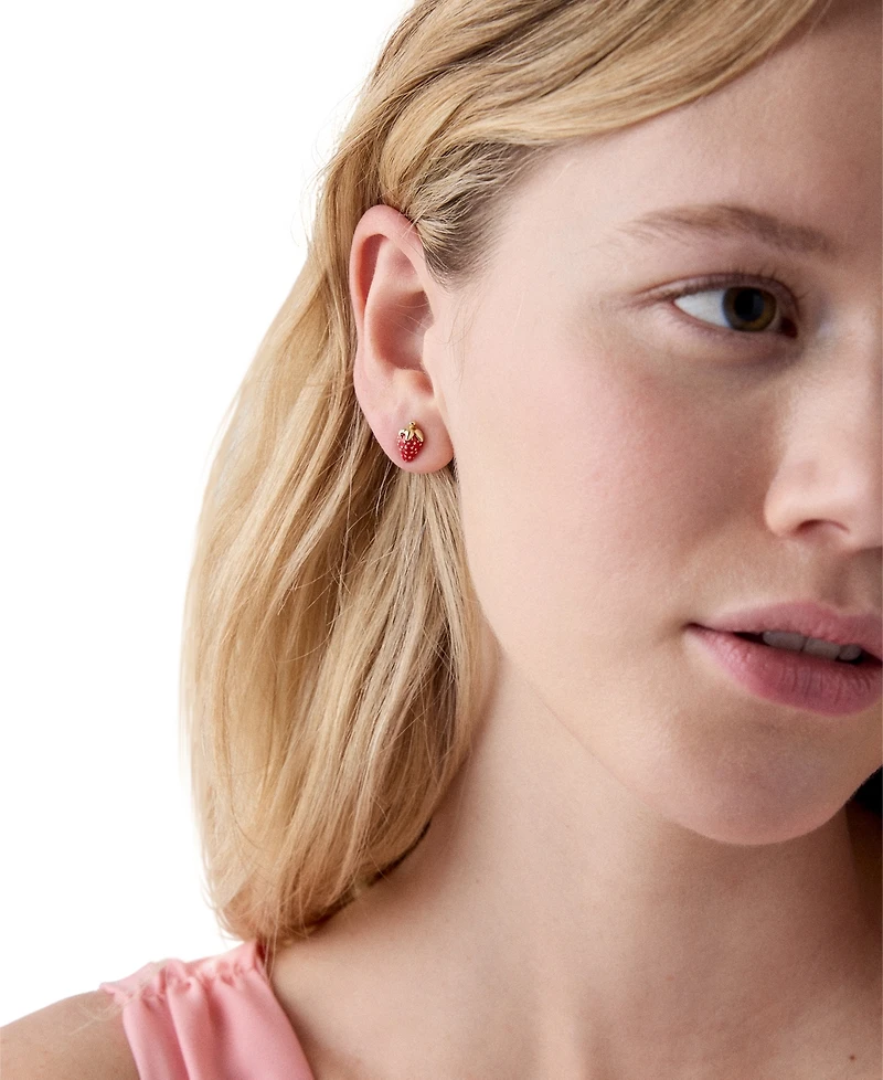 kate spade new york Gold-Tone Secret Garden Strawberry Stud Earrings