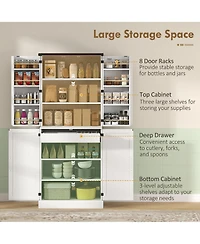 Homcom 72 Inch Tall Pantry Cabinet, Storage Cabinet with 8 Door Racks