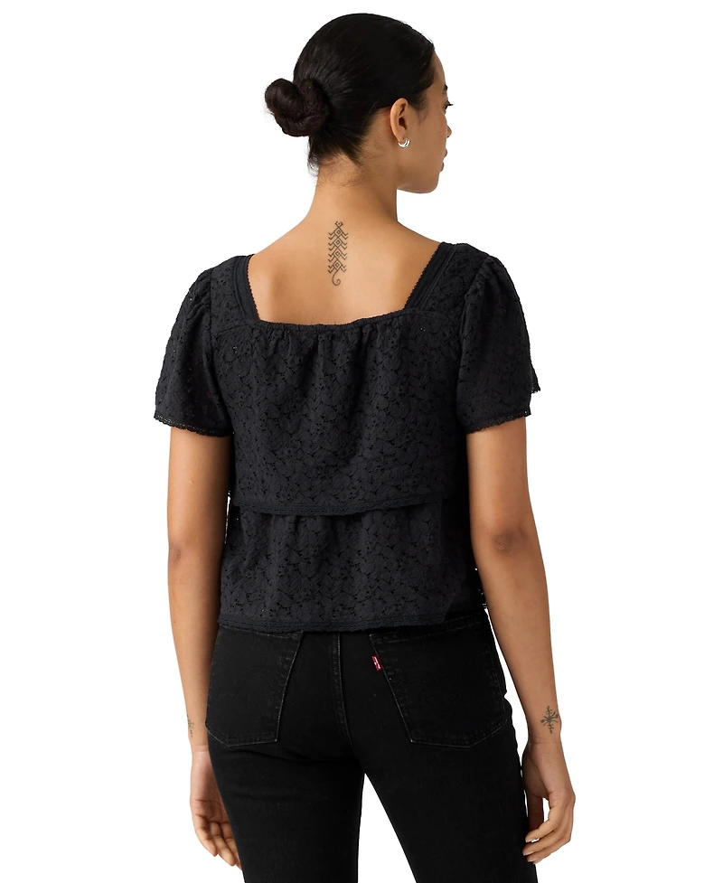 Levi's Women's Cotton-Blend Short-Sleeve Lace Top
