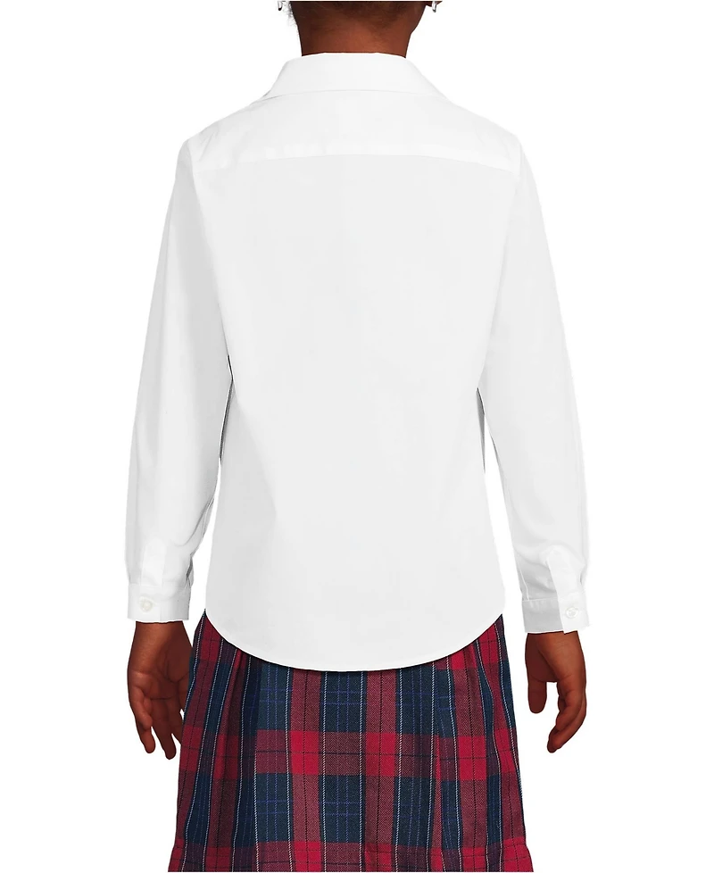Lands' End Big Girls Long Sleeve Peter Pan Collar Broadcloth Shirt