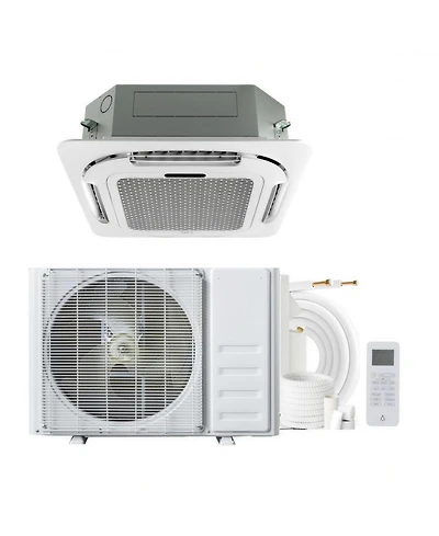 Xo 18000 Btu Ceiling Cassette Mini Split Ac and Heat Pump, 20.5 SEER2, 360degree(s) Airflow, WiFi, 230V, 25FT Kit