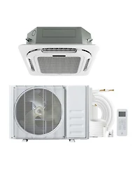Xo 18000 Btu Ceiling Cassette Mini Split Ac and Heat Pump, 20.5 SEER2, 360degree(s) Airflow, WiFi, 230V, 25FT Kit