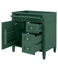 Sillysis 29.3 Inch Modern Bathroom Vanity Cabinet, Solid Wood Mdf, Tip-Out Drawer, Adjustable Shelf, Roman Legs for Small