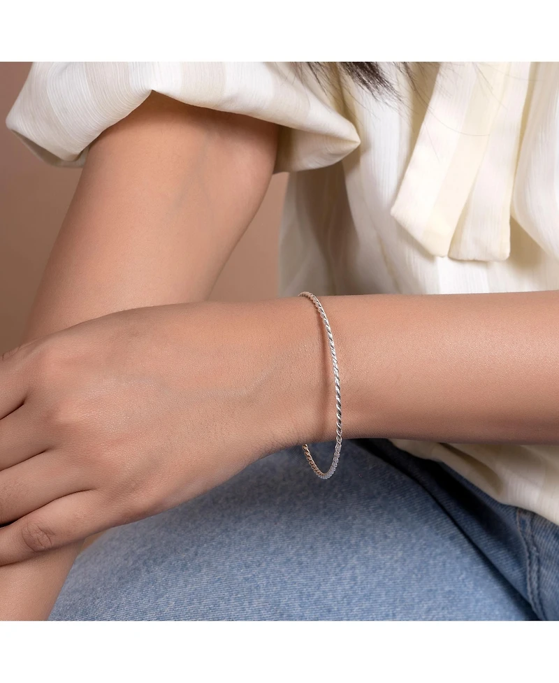 Bling Jewelry Thin Rope Cable Round Stackable Braided Twist Bangle Bracelet