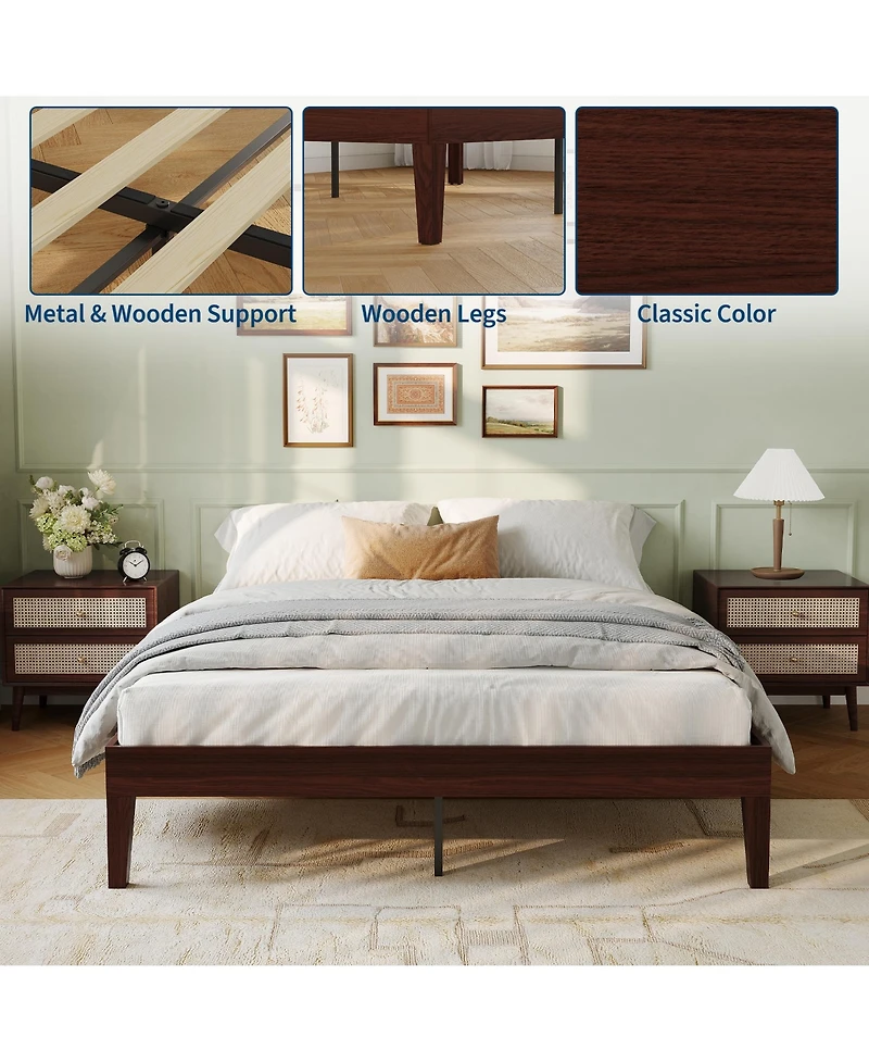 gaomon 14 Inch Queen Size Platform Bed Frame, No Box Spring Neededd without Headboard