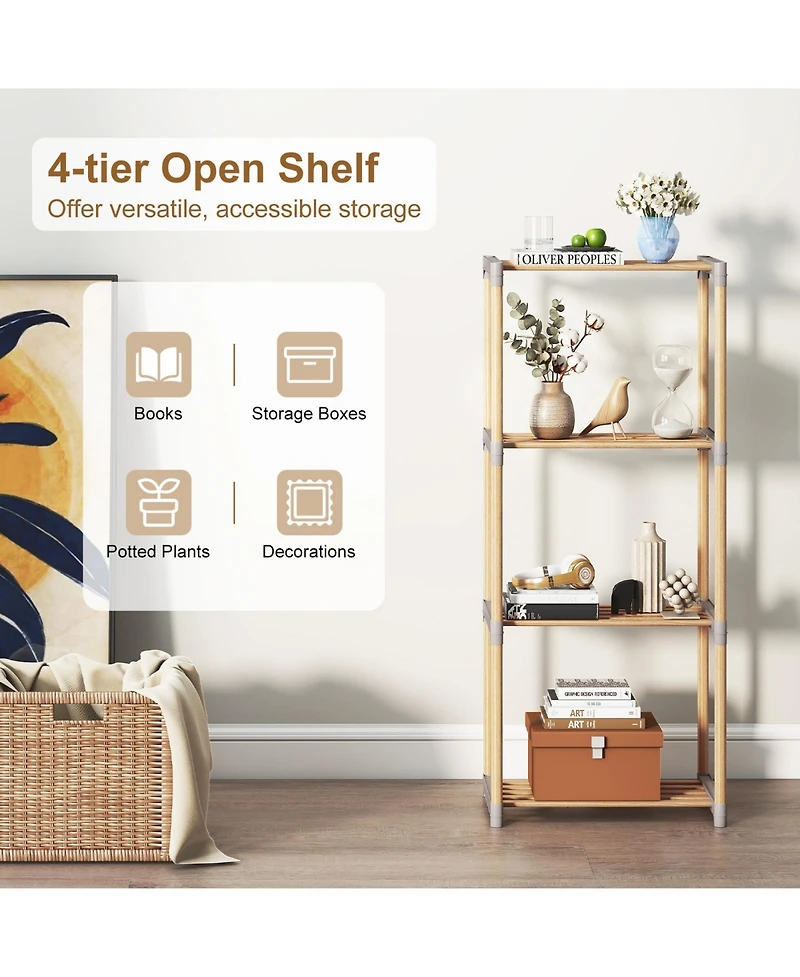 Gymax 4-Tier Bookshelf w/Open Shelves Freestanding Storage Organizer for Home Office