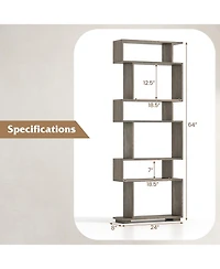 Gymax Set of 2 6-tier Storage Bookshelf with Anti-toppling Kits Decorative Room Divider