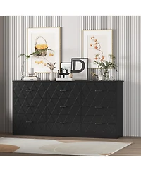 homfan Modern 9-Drawer Dresser with Power Outlet and Charging Station, Tv Stand, Metal Handles, Organizer for Bedroom, Living Room