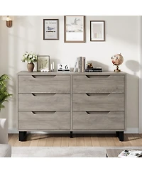 homfan 47.2" Wide 6-Drawer Dresser, Freestanding Vertical Wooden Storage Cabinet for Bedroom, Hallway and Entryway
