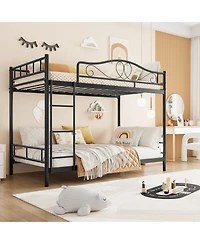 homfan Twin Over Metal Bunk Bed with Guardrails and Side Ladder, Steel Frame Space-Saving for Kids Bedroom or School