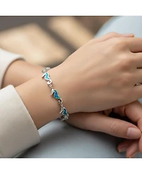 Bling Jewelry Nautical Life Created Blue Opal Multi Seahorse Charm Link Bracelet