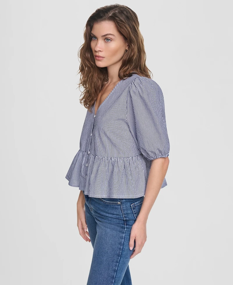 Dkny Jeans Women's V-Neck Button-Front Shirt