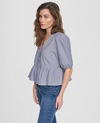 Dkny Jeans Women's V-Neck Button-Front Shirt