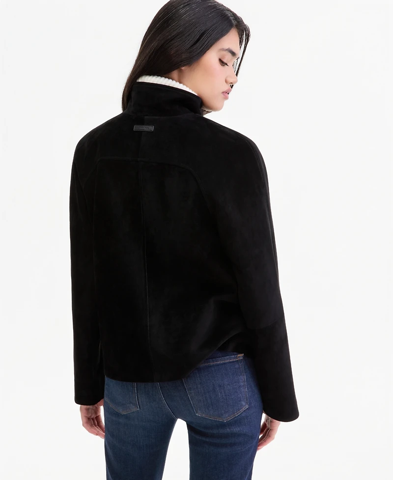 Calvin Klein Women's Petite Suede Zip-Up Jacket, Created for Macy's