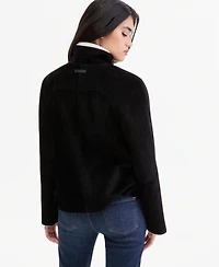 Calvin Klein Women's Petite Suede Zip-Up Jacket, Created for Macy's