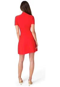 Bebe Women's Fit and Flare Short Sleeve Bandage Dress