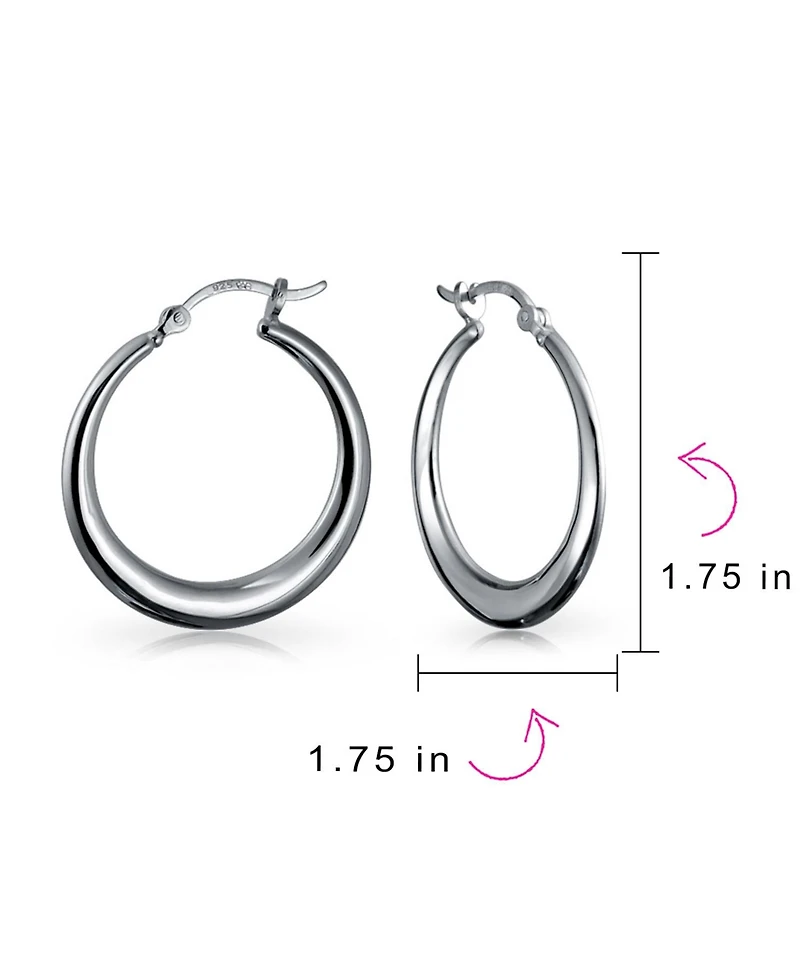 Bling Jewelry Simple Plain Circle Crescent Tapered Tube Hollow Puff Tube Round Hoop Earrings ,Hinged Notched Post