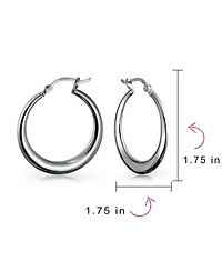 Bling Jewelry Simple Plain Circle Crescent Tapered Tube Hollow Puff Tube Round Hoop Earrings ,Hinged Notched Post