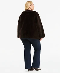 Calvin Klein Plus Funnel-Neck Teddy Jacket, Created for Macy's