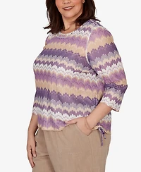 Alfred Dunner Plus Grand Bazaar Rippled Stripes Knit Top