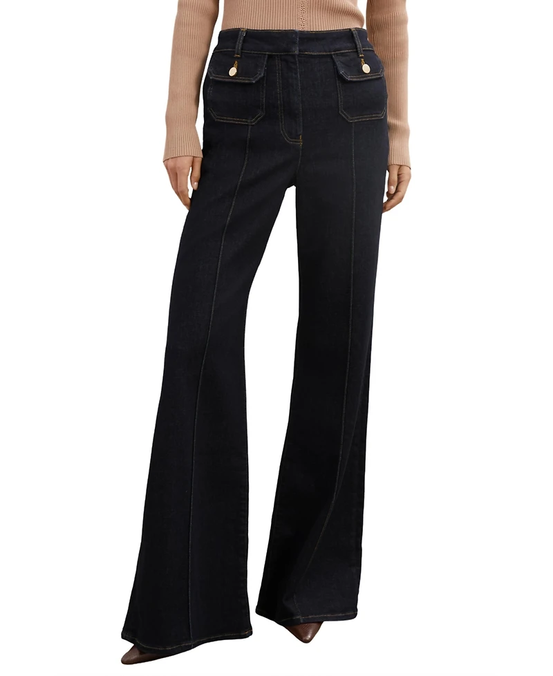 Reiss Women's Flared Pocket-Detail Jeans