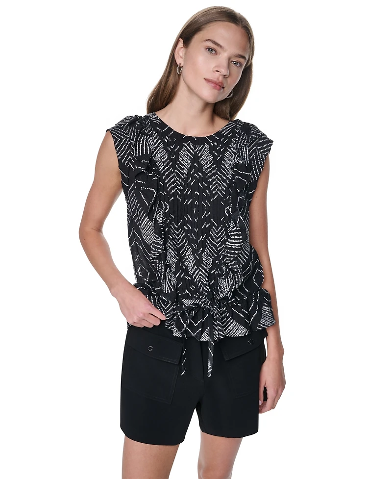 Dkny Women's Printed Crewneck Blouse