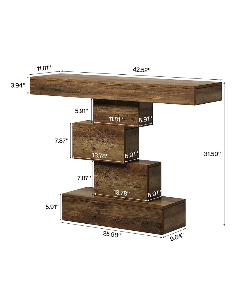 Tribesigns Farmhouse Console Table, 42.5-Inch Narrow Wood Sofa Table Behind Couch, Industrial Entryway Accent Table