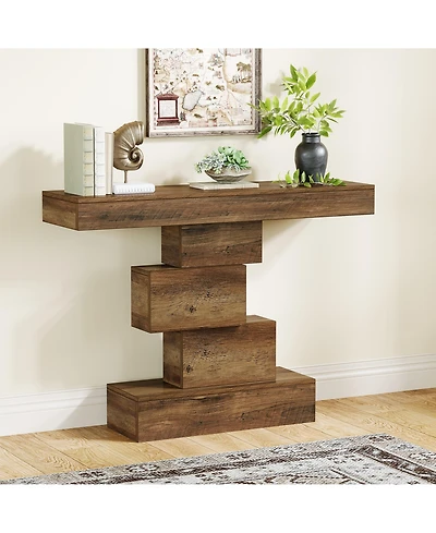 Tribesigns Farmhouse Console Table, 42.5-Inch Narrow Wood Sofa Table Behind Couch, Industrial Entryway Accent Table