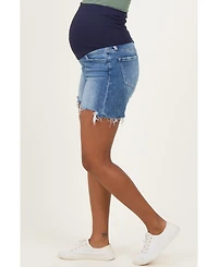 Pinkblush Maternity Blue Distressed Frayed Hem Denim Shorts