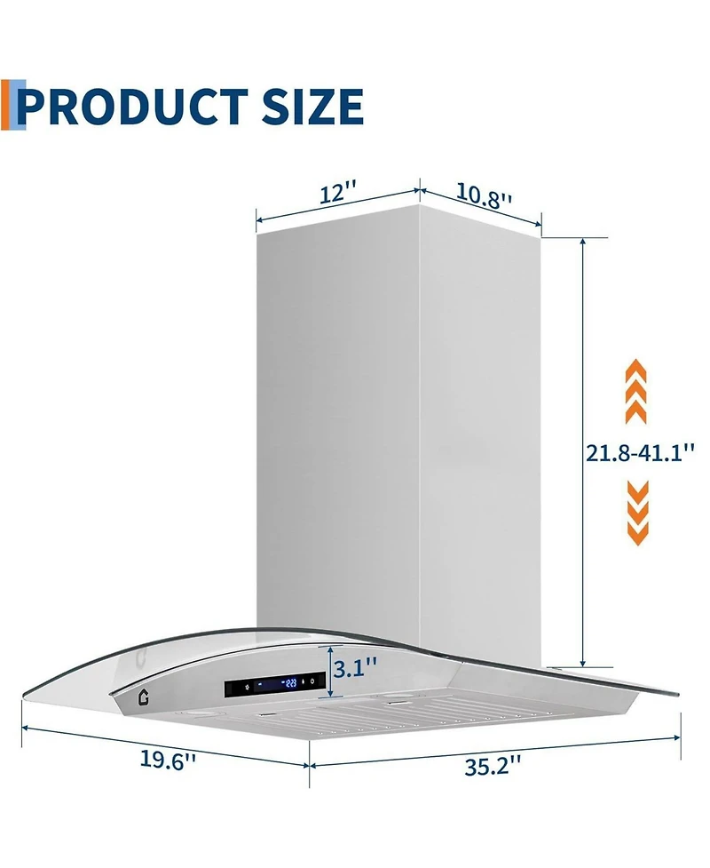 Xo 30 Inch 450 Cfm Ducted, Ductless Convertible Kitchen Wall Mount Range Hood with Gesture Sensing and Touch Control