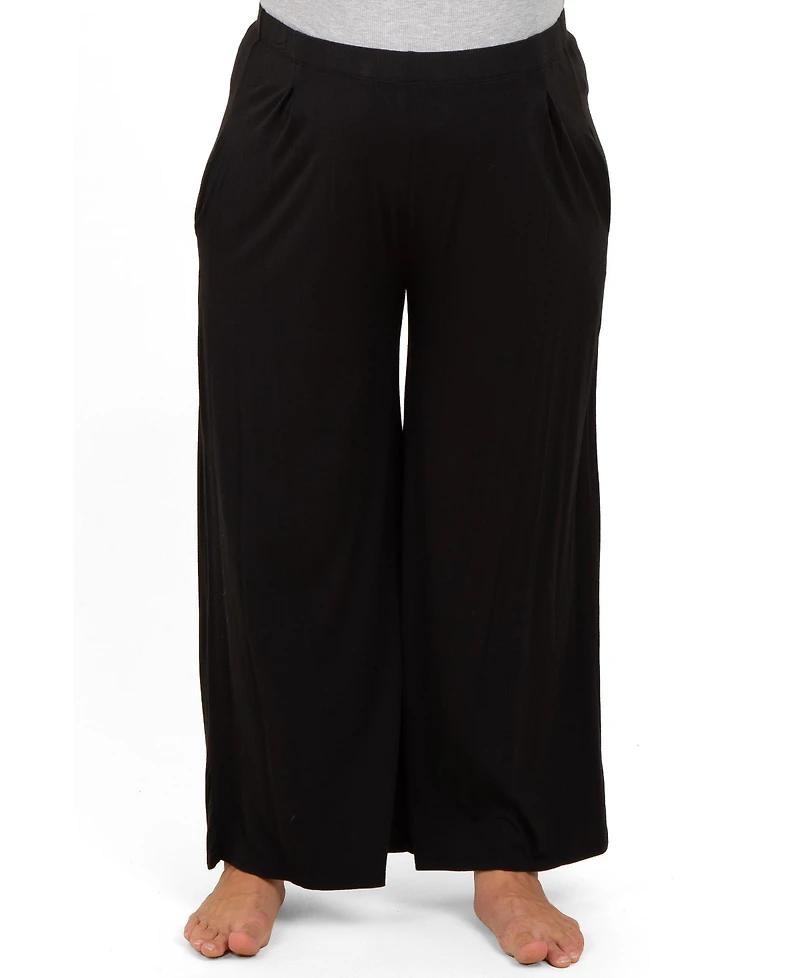 Pinkblush Plus Black Wide Leg Ankle Lounge Pants