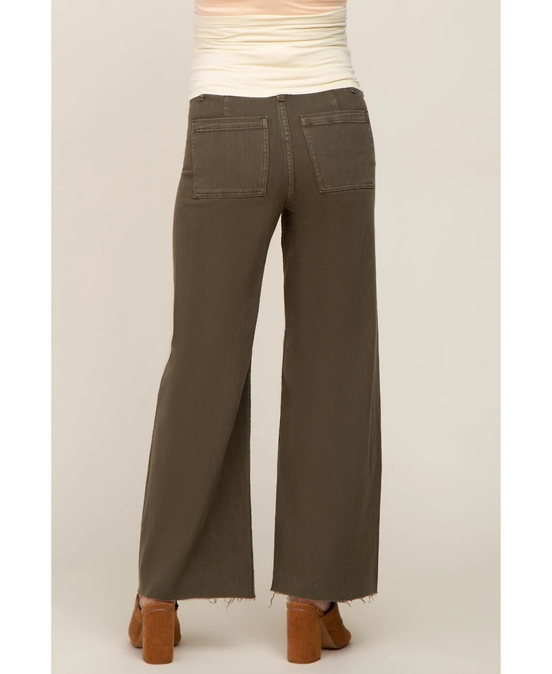 Pinkblush Maternity Olive Raw Hem Wide Leg Jeans