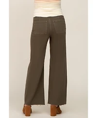 Pinkblush Maternity Olive Raw Hem Wide Leg Jeans