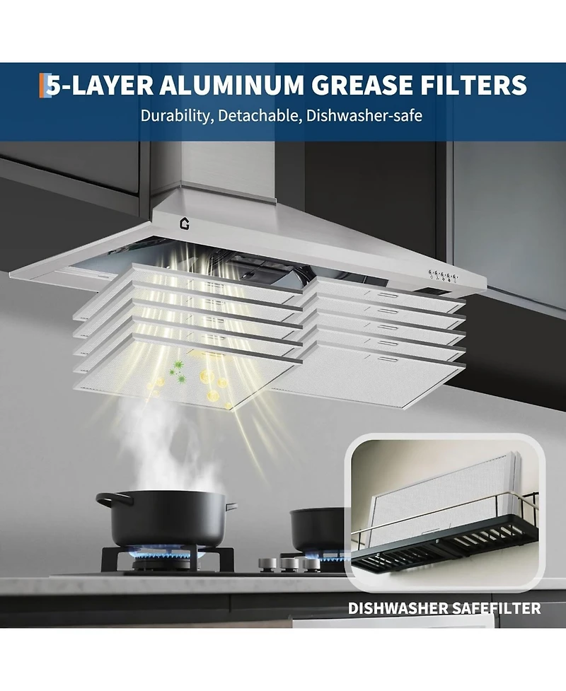 Xo 30 Inch 250 Cfm Wall Mounted Range Hood, Ducted, Ductless Convertible Duct for Kitchen