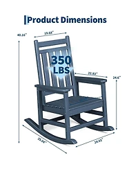 Xo 2 Piece All Weather Resistant Outdoor Hdpe Porch Rocking Chair for Balcony Backyard Porch
